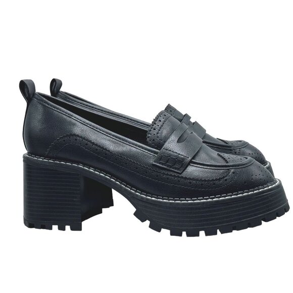 Mia Deena Womens Black Chunky Heel Loafers - Size 8.5 NWOB - Picture 1 of 8
